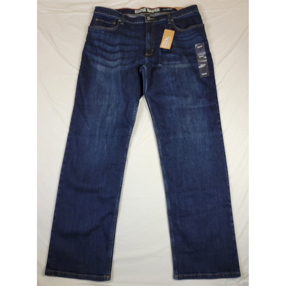 Eddie Bauer Mr Eddies Flex Jeans Relaxed Fit Deep Indigo Blue 36x34 NEW